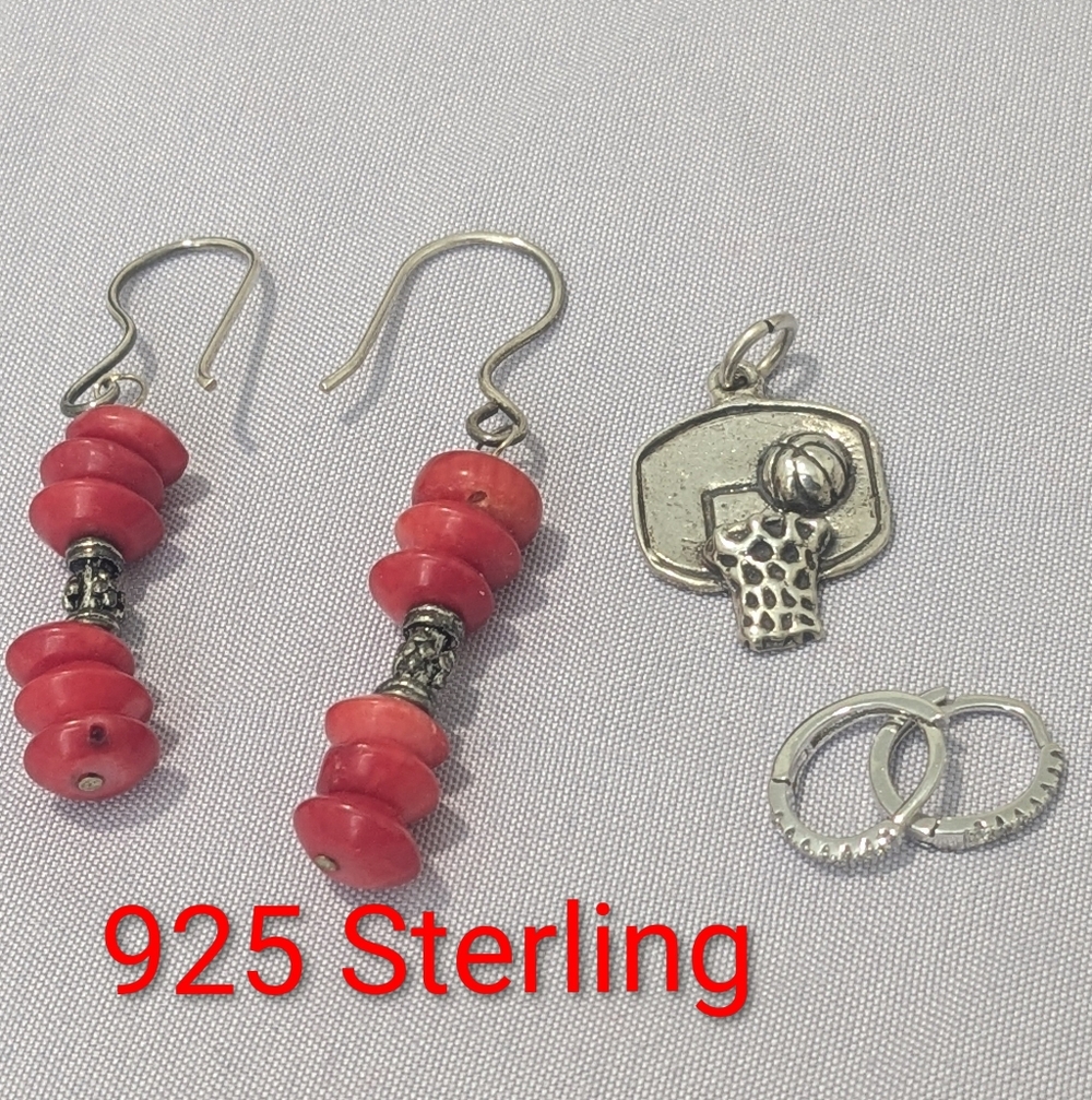 Three Pairs Of 925 Sterling Silver Jewelry Lot